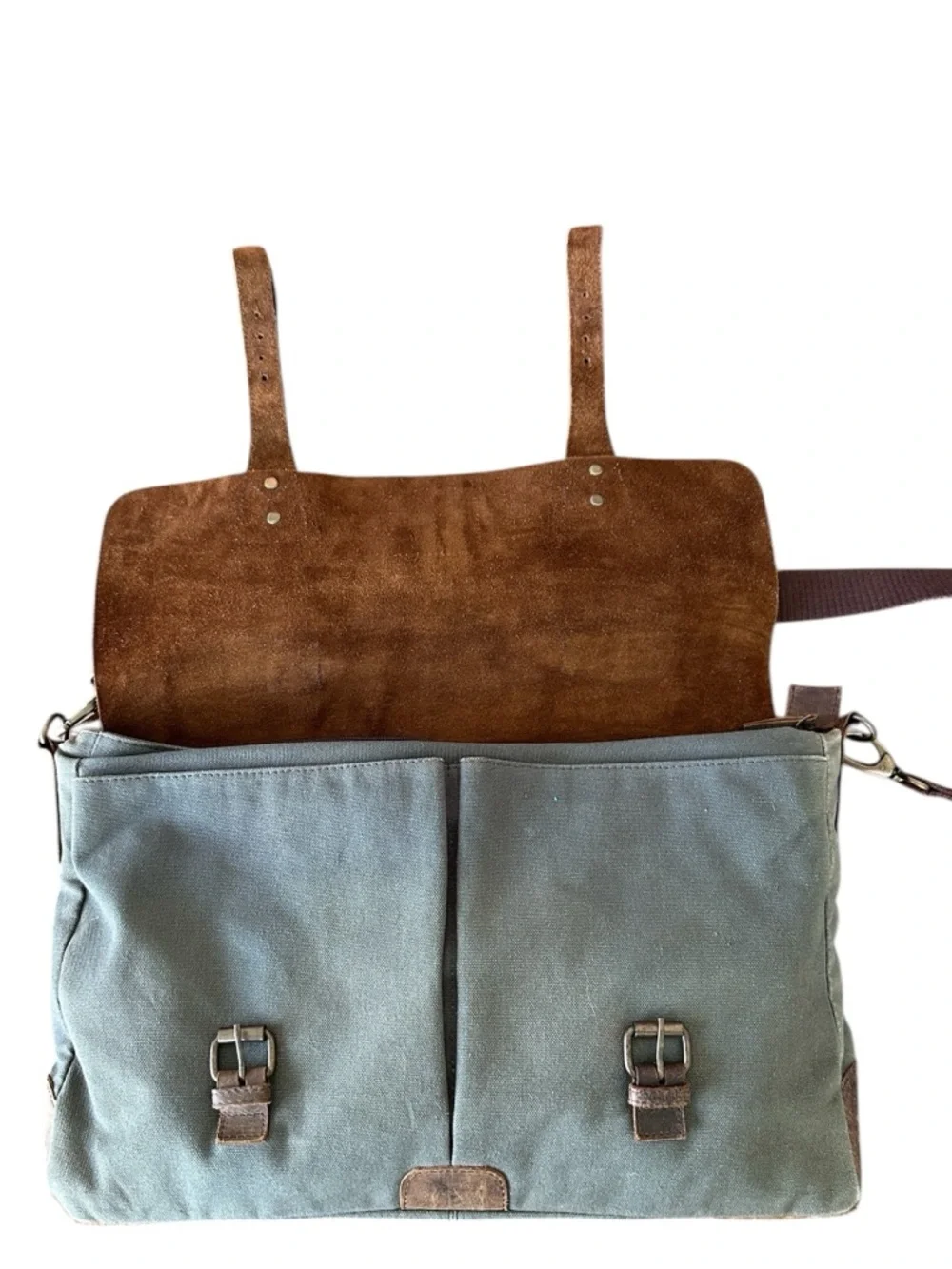 Devil‎ Hunter Handmade Distressed Leather & Canvas Slouchy Messenger Bag Laptop